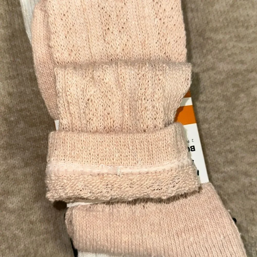 Timberland Ivory Pink W6.5-9.5 Super Soft Wool Blend Knit Boot Socks Pack of 2